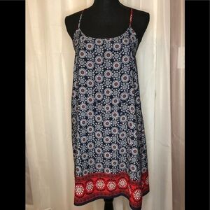 Everly Printed, lined, casual Dress T straps in back Size S